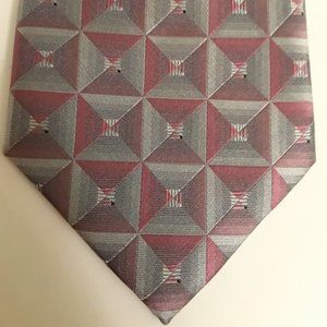 VAN HEUSEN MADE IN CHINA - 100% SILK NECKTIE - MAROON AND SILVER COLORS